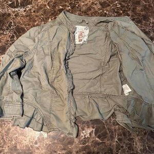 Decree Olive Green Ruffle Jacket